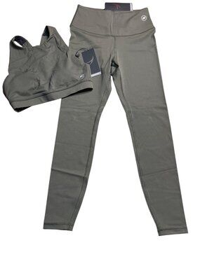 Endeavor Womens 2pc Dryforce Activewear Set Olive Sports Bra & Leggings